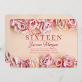 De zoete Roze Uitnodiging van Rozen (Voorkant / Achterkant)