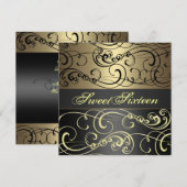 De zoete Zwarte/Gouden Uitnodiging van de (Voorkant / Achterkant)