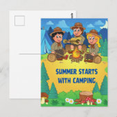 De zomer begint met kamperen briefkaart (Voorkant / Achterkant)