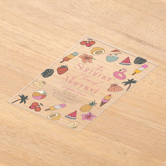 De zomer dat ik getrouwd Tropisch Vrijgezellenfees Acryl Uitnodigingen (Laagn)