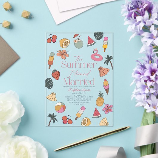 De zomer dat ik getrouwd Tropisch Vrijgezellenfees Acryl Uitnodigingen (Insitu (Huwelijk))