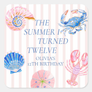 De zomer dat ik twaalf werd Kust 12e verjaardag Vierkante Sticker
