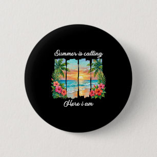 De zomer roept zomervakantie familie ronde button 5,7 cm