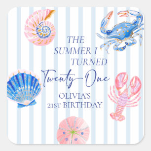 De zomer waarin ik 21 werd Kust strand verjaardag Vierkante Sticker