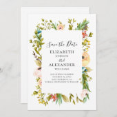 De zomerbloemen trouwuitnodiging. Lente bloem Save The Date (Voorkant / Achterkant)