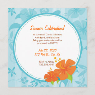 De zomerpartij nodigt uit : Blauw en Oranje Hibisc Kaart