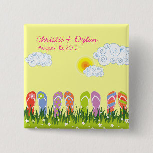 De zomerse Teenslippers vegen in de Button van de