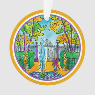 De zomertuin, met de hand getrokken waterverf ornament