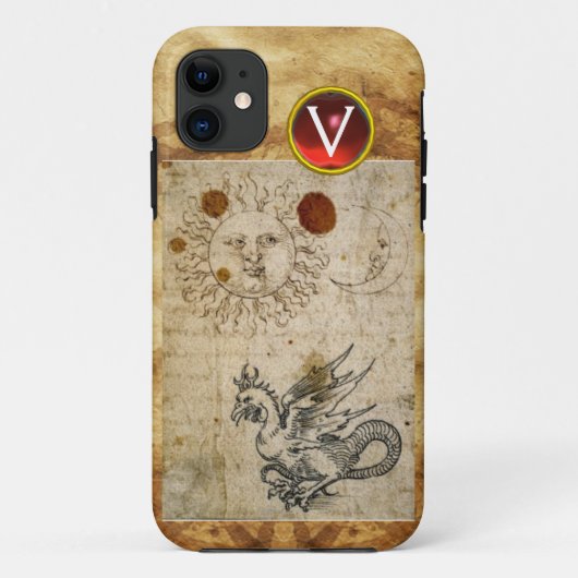 DE ZON DE MAAN EN BASILISK PERKAMENT Monogram Case-Mate iPhone Case (Achterkant)