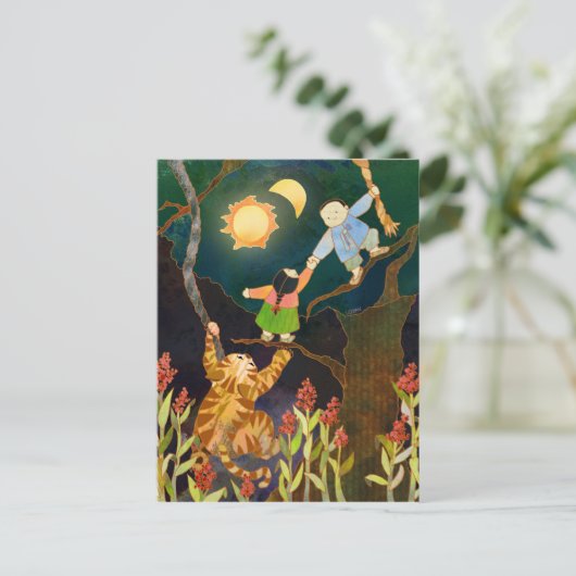 De zon en de maan: Briefkaart van Koreaanse Folk T (Staand voorkant)