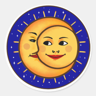 De Zon en de Maan Ronde Sticker