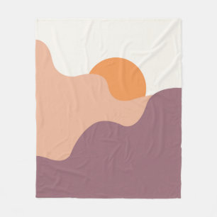 De zon gaat onder achter de paarse heuvels fleece deken