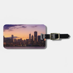 De zon gaat over de skyline van Chicago Bagagelabel