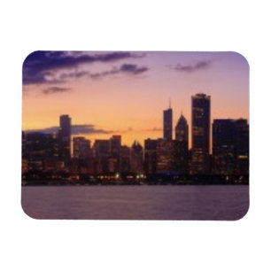 De zon gaat over de skyline van Chicago Magneet