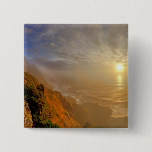 De zon gaat over de Stille Oceaan van Heceta Vierkante Button 5,1 Cm