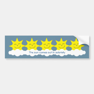De zon komt naar buiten in een sobrigade-bumpersti bumpersticker
