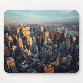 De zon plaatst op New York City-scape Uitzicht Muismat