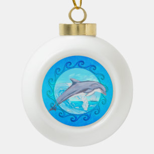 De Zon van de Maori van de dolfijn Keramische Bal Ornament