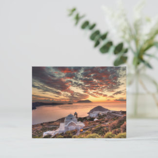 De zon van het kasteel van Plaka in Milos Briefkaart