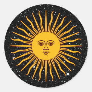 DE ZON VAN MEI (Sol De Mayo) ruimtethema ~ Ronde Sticker