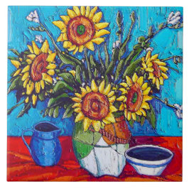 De zonnebloemen Tile Tegeltje
