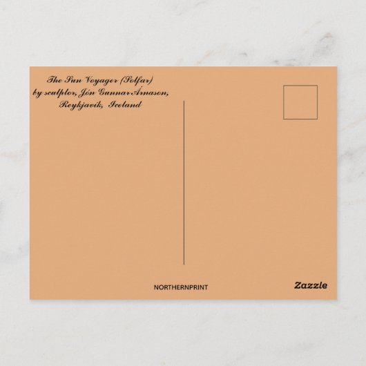 De Zonnewandelaar Solfar Beeldhouwwerk Reykjavik I Briefkaart (Achterkant)