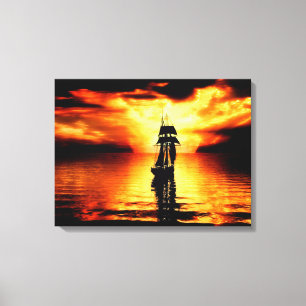 De zonsondergang binnenvaren canvas afdruk