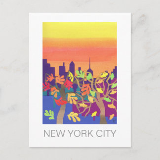 De Zonsondergang van de herfst over Briefkaart NYC