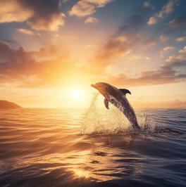 De zonsopgang begroeten - Dolphin Jigzaag Puzzle Legpuzzel