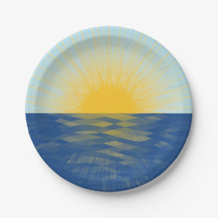 De zonsopgang over de Nieuwe Begin van de Oceaan Papieren Bordje