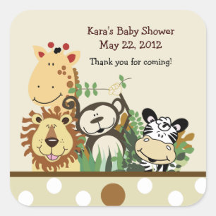 De Zoo Crew SQUARE Favor Sticker - Tan