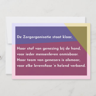 De Zorgorganisatie staat klaar Bedankkaart