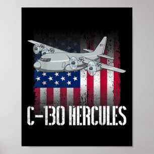 De zoute veteraan C-130 Hercules Amerikaanse vlag  Poster