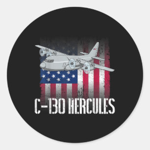 De zoute veteraan C-130 Hercules Amerikaanse vlag Ronde Sticker