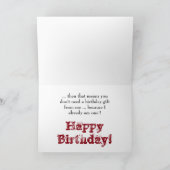 De zuster is Gift van God, Verjaardag, rood & wit Kaart (Binnen)