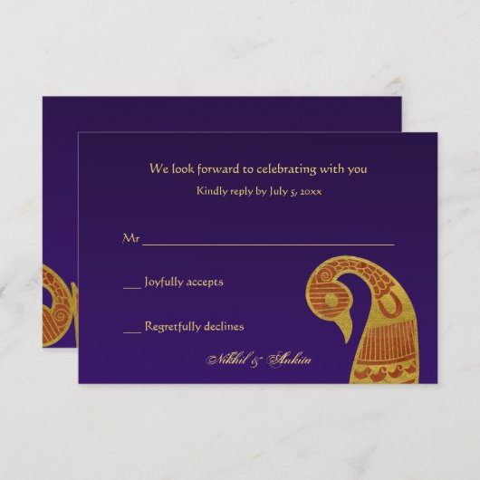 De Zwaan Bruiloft Reactiekaarten RSVP Kaartje (Voorkant / Achterkant)