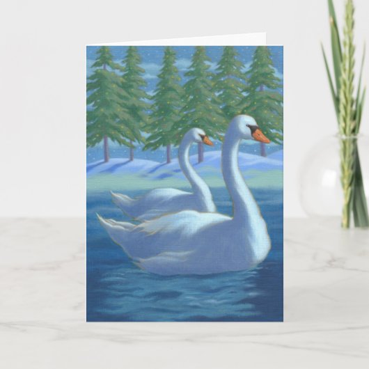 De zwanen van Kerstmis Feestdagen Kaart (Voorkant)