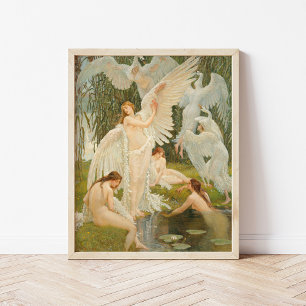 De zwanenmeisjes   Walter Crane Poster