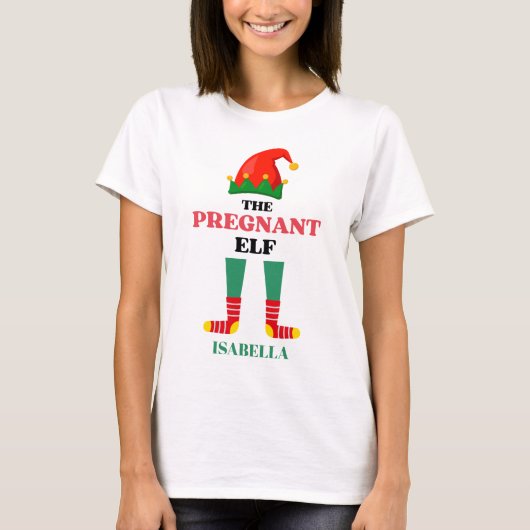 De zwangere elf kerst t-shirt (Voorkant)