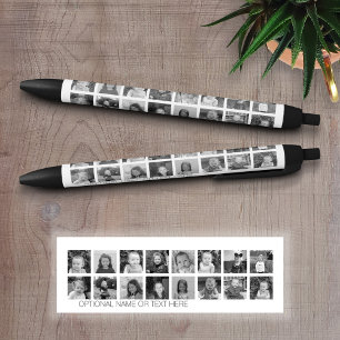 De zwart-witte Collage van de Foto met maximaal 16 Blauwe Inkt Pen