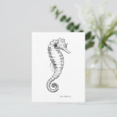 De Zwart-witte Tekening van Seahorse Briefkaart (Staand voorkant)