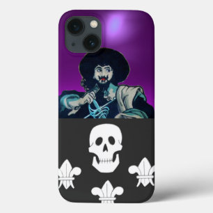 DE ZWARTE CORSAIR SKULL EN FLEUR DE LIS iPhone 13 HOESJE