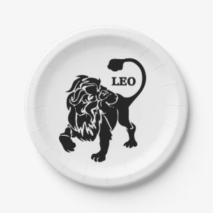 De zwarte Dierenriem van de Leeuw van de Leeuw Papieren Bordje