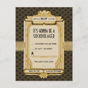 De zwarte en Gouden Grote Kaarten van Gatsby RSVP Kaartje