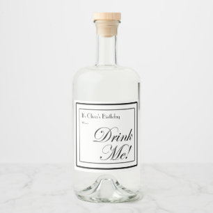 De zwarte en witte Apothecaire Stijl Drink me! Likeurfles Etiket