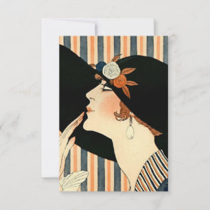 “De Zwarte Hoed” Art Deco van George Barbier Bedankkaart