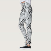 De zwarte ID253 van het woord Bride Cloud Leggings (Links)