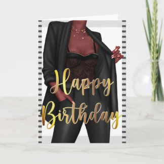 De zwarte Kaart 'Girl Boss' van de Birthday