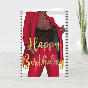 De zwarte Kaart 'Girl Boss' van de Birthday