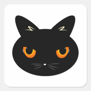 de zwarte kat met oranje ogen vierkante sticker
